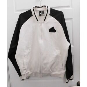 Adidas HY2711 White Black Printed Bomber Jacket sz M